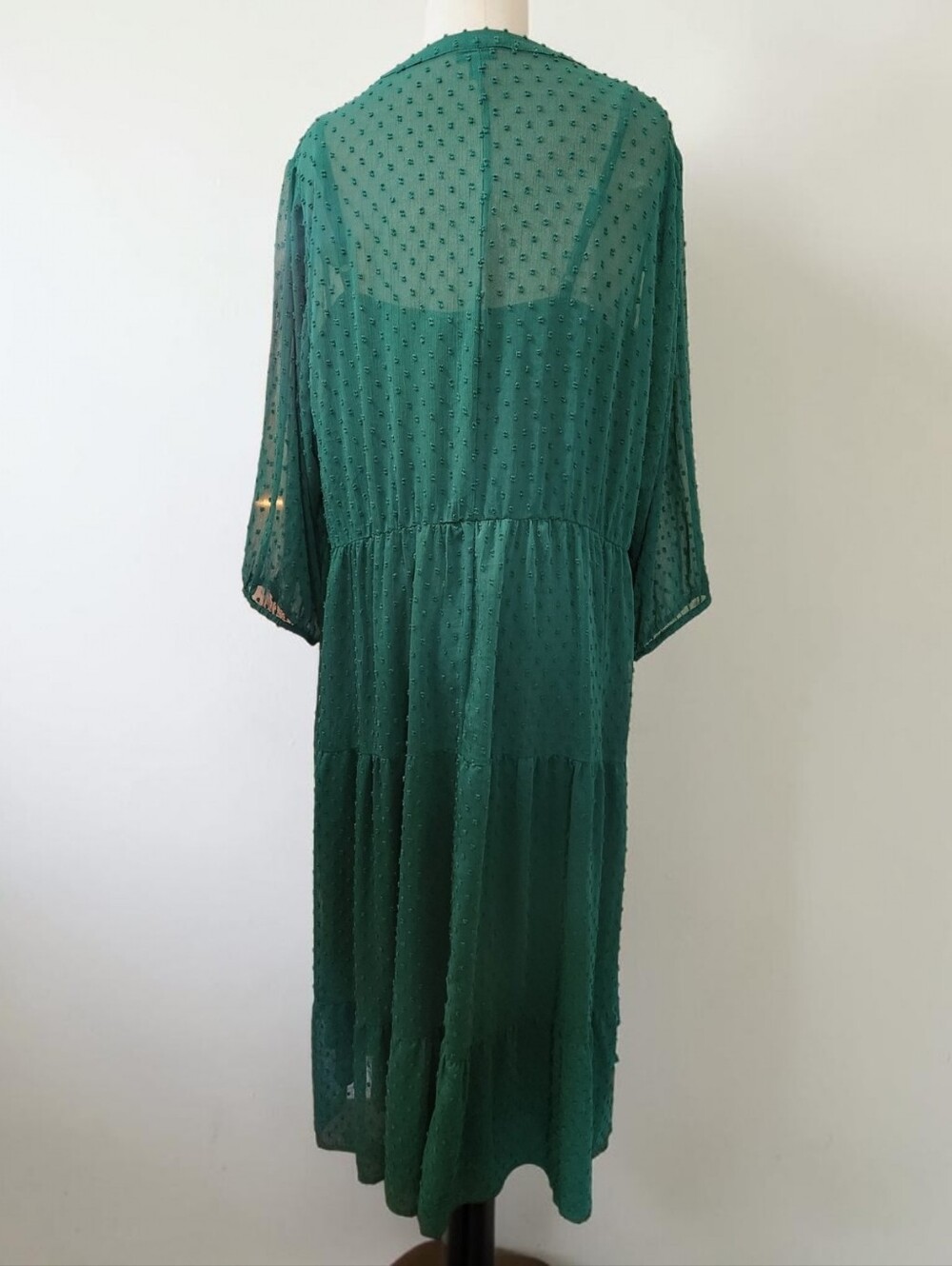 TORRID Green Clip Dot Tiered Midi Dress - Size 4X - Picture 7 of 14
